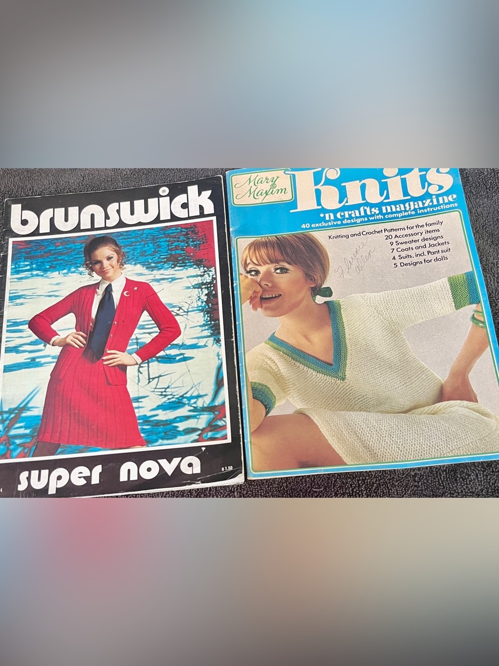 Vintage 1970s Knitting Crochet Pattern Booklets Brunswick Super Nova Mary Maxim